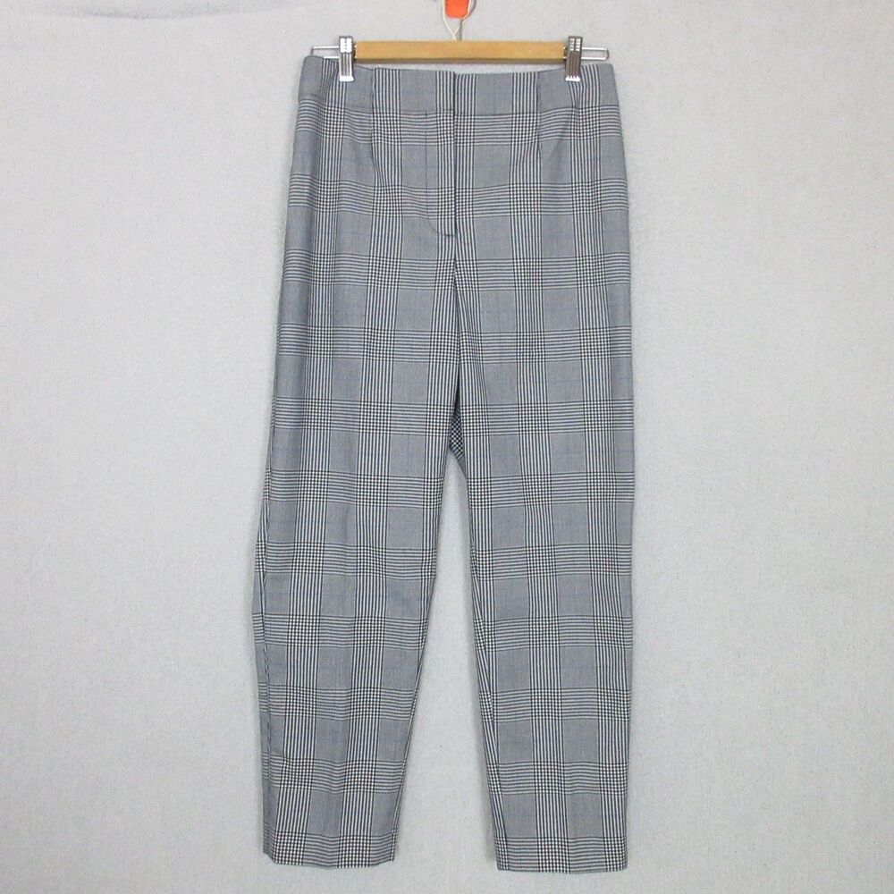Ann Taylor Factory Dress Pants Womens 4 Plaid Ankle Tapered Dress Trousers Gray